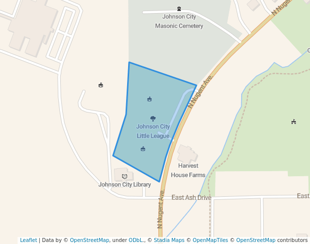 walking in Johnson City Little League map in Johnson City