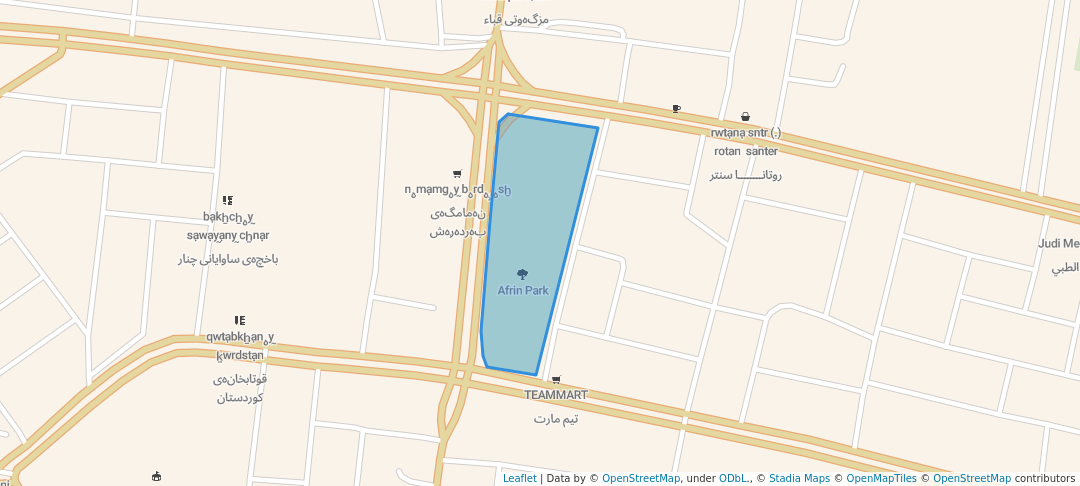walking in Afrin Park map in Bardarash