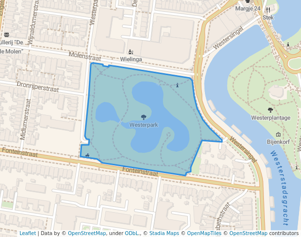 walking in Westerpark map in Leeuwarden