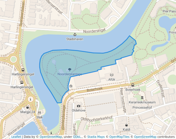 walking in Noorderplantage map in Leeuwarden