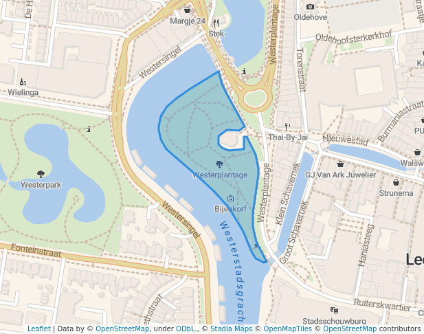 walking in Westerplantage map in Leeuwarden