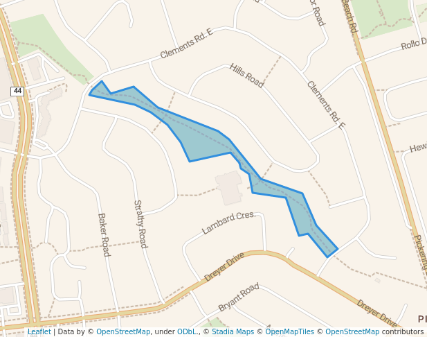 walking in Greenbelt Park map in Ajax