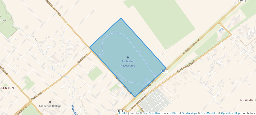 walking in Ashburton Racecourse map in Ashburton