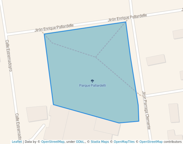 walking in Parque Pallardelli map in San Borja