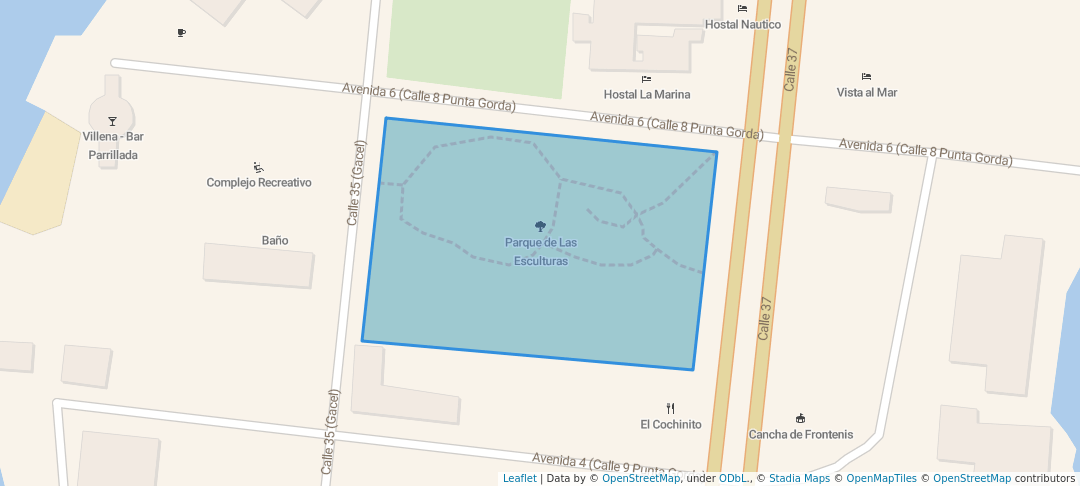 walking in Parque de Las Esculturas map in Cienfuegos