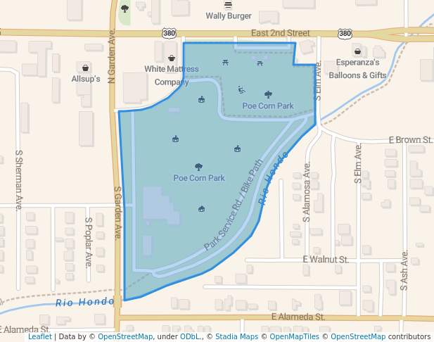 walking in Poe Corn Park map in Roswell