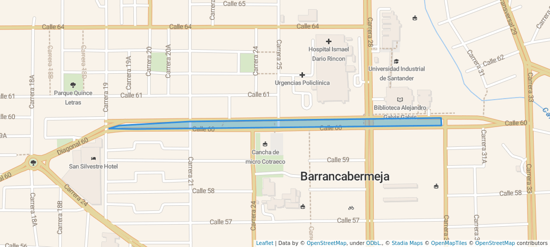 walking in Paseo del Estudiante map in Barrancabermeja