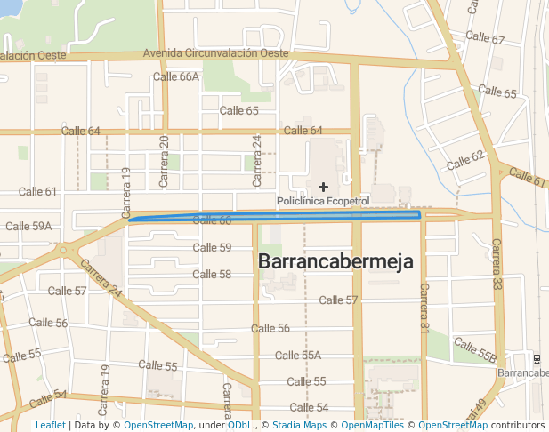 walking in Paseo del Estudiante map in Barrancabermeja