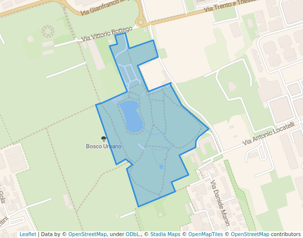 walking in Bosco Urbano map in Lissone