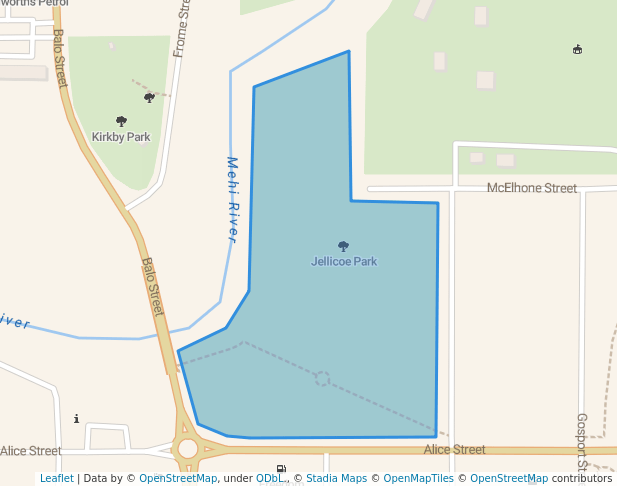 walking in Jellicoe Park map in Moree