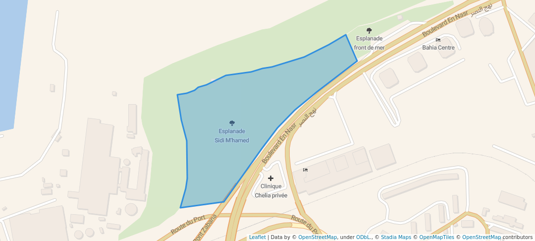 walking in Esplanade Sidi M'hamed map in Oran