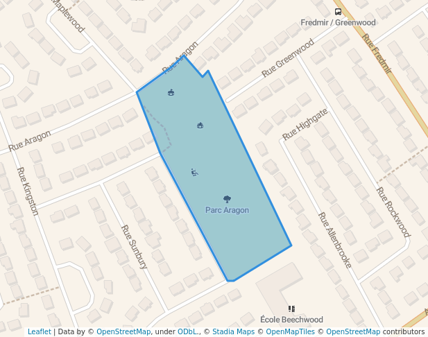 walking in Aragon Park map in Dollard-des-Ormeaux