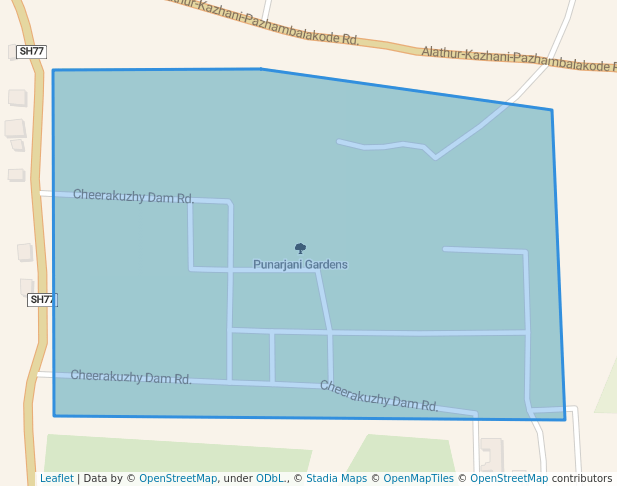 walking in Punarjani Gardens map in Pazhambalacode