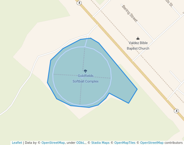 walking in Goldfields Softball Complex map in Valdez