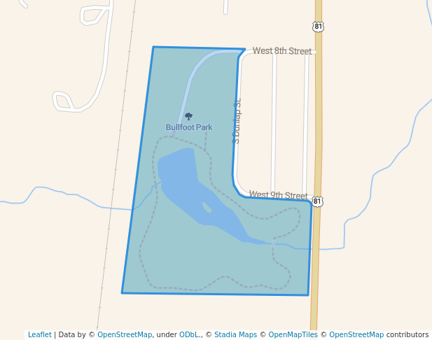 walking in Bullfoot Park map in Hennessey