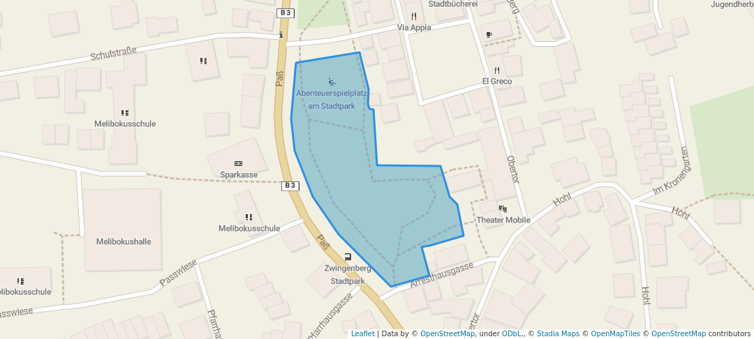 walking in Stadtpark map in Zwingenberg