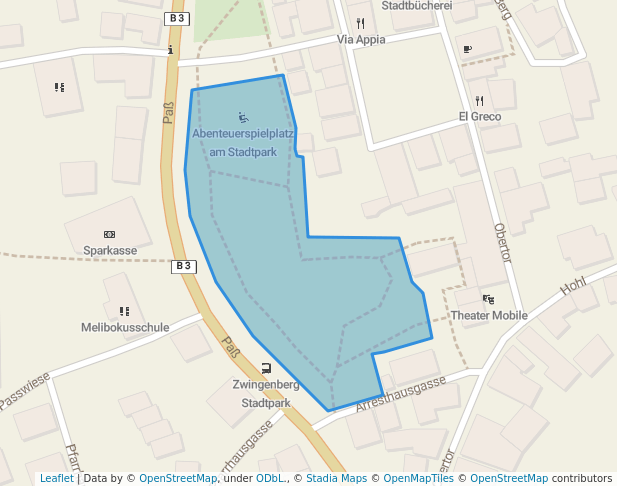 walking in Stadtpark map in Zwingenberg