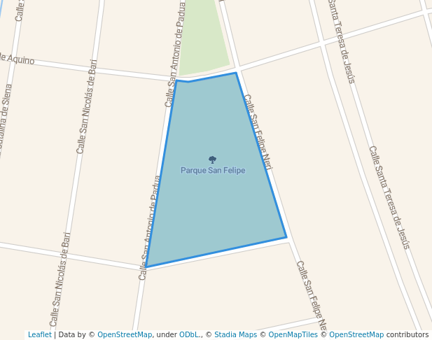 walking in Parque San Felipe map in Zapopan