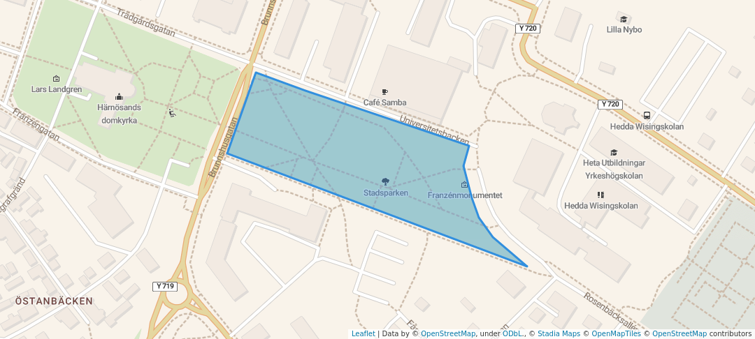 walking in Stadsparken map in Härnösand