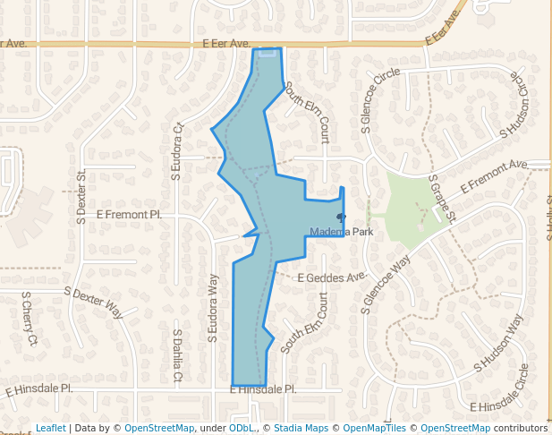 walking in Medema Park map in Centennial