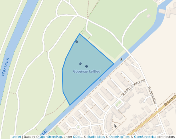 walking in Gögginger Luftbad map in Augsburg