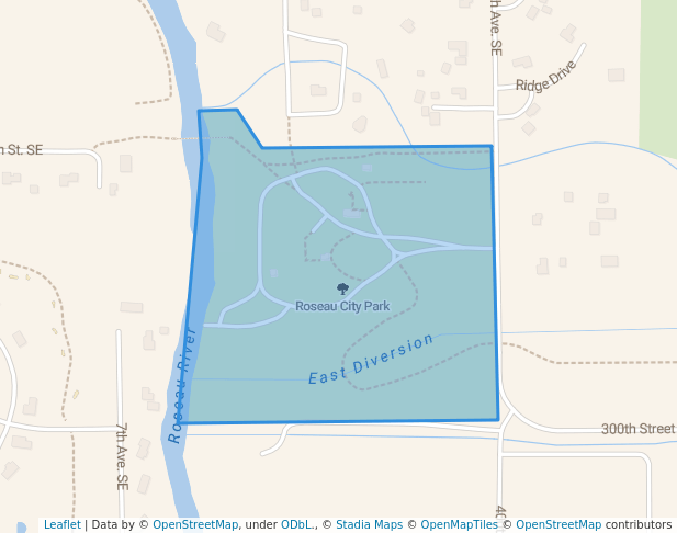walking in Roseau City Park map in Roseau