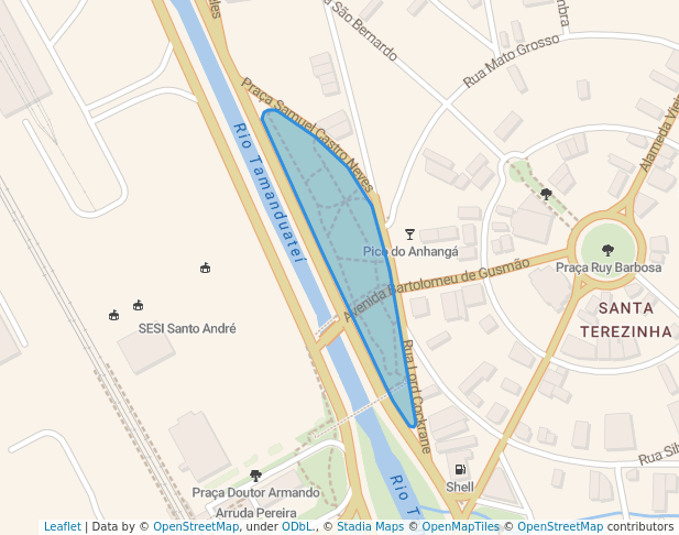 walking in Praça Samuel Castro Alves map in Santo André