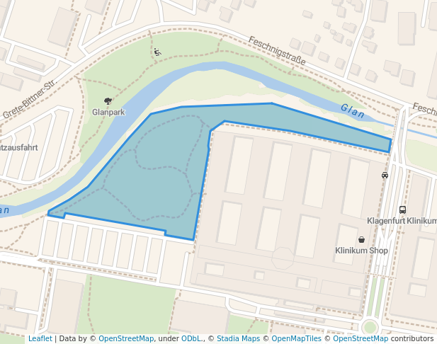 walking in Klinikum Park map in Klagenfurt am Wörthersee