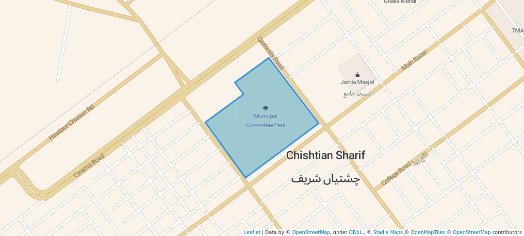 walking in Muncipal Committee Park map in Chishtian Sharif