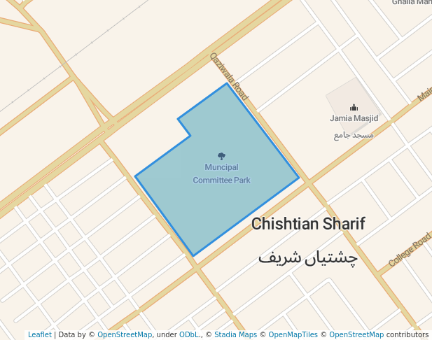 walking in Muncipal Committee Park map in Chishtian Sharif