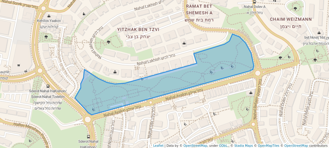 walking in פארק איילון map in Bet Shemesh