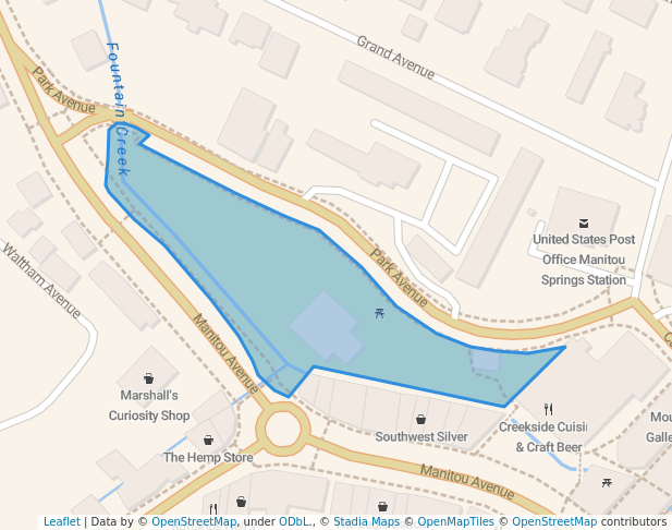 walking in Soda Springs Park map in Manitou Springs