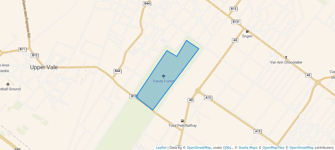 walking in Daruty Forest map in Petit Raffray