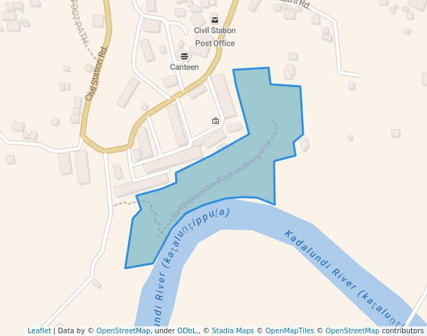 walking in Santhitheeram Park map in Malappuram