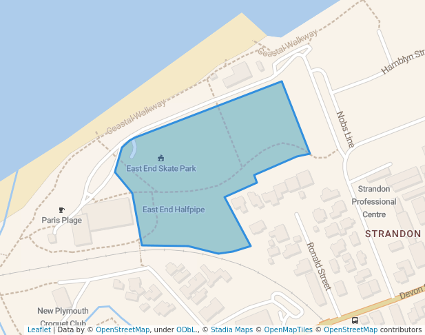 walking in East End Reserve map in New Plymouth