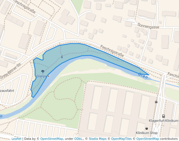 walking in Glanpark map in Klagenfurt am Wörthersee