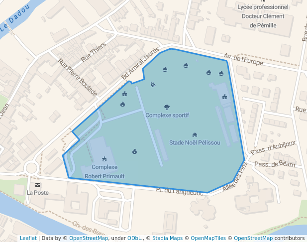 walking in Complexe sportif map in Graulhet