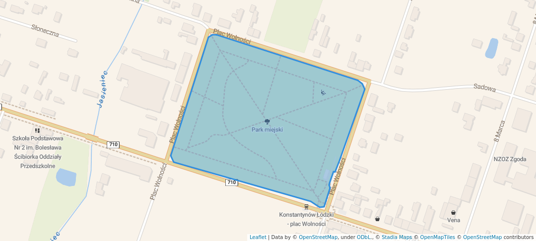 walking in Park miejski map in Konstantynów Łódzki