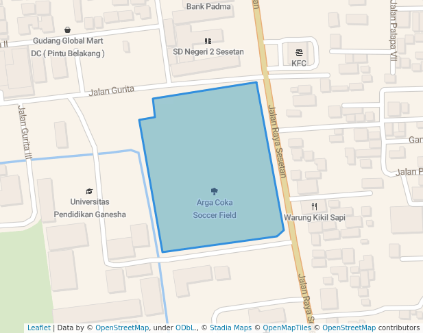 walking in Arga Coka Soccer Field map in Denpasar