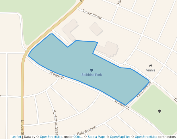 walking in Stebbins Park map in American Falls