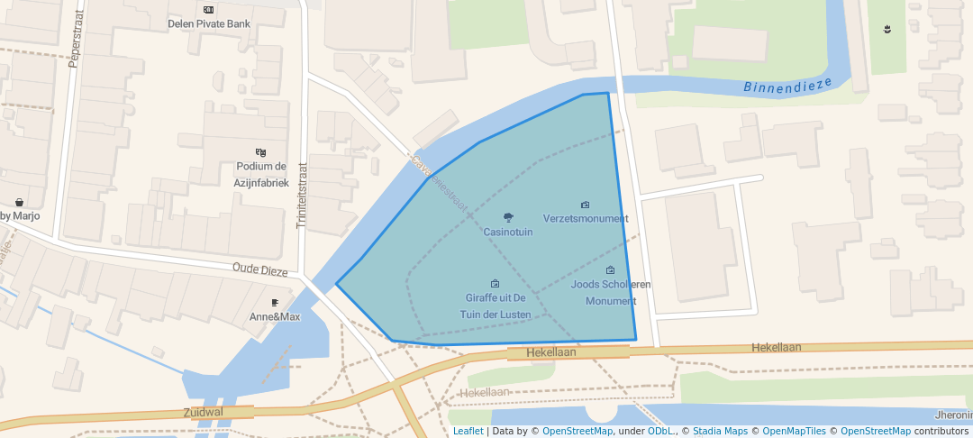 walking in Casinotuin map in 's-Hertogenbosch