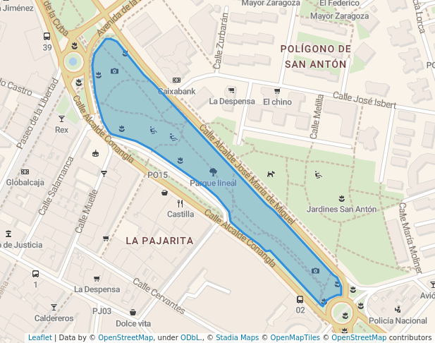 walking in Parque lineal map in Albacete