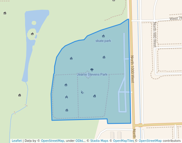 walking in Jeanie Stevens Park map in Tremonton