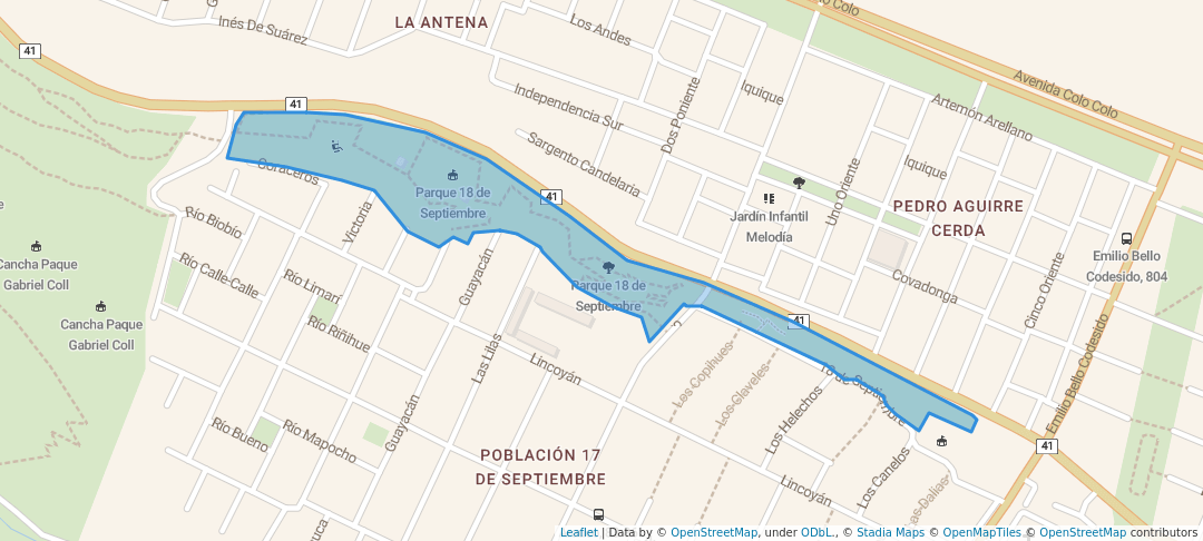 walking in Parque 18 de Septiembre map in La Serena