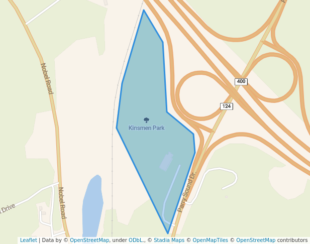 walking in Kinsmen Park map in Parry Sound