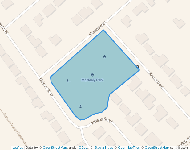 walking in McNeely Park map in Carleton Place