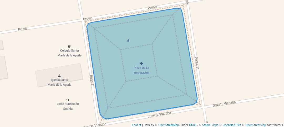 walking in Plaza De La Inmigracion map in Montevideo