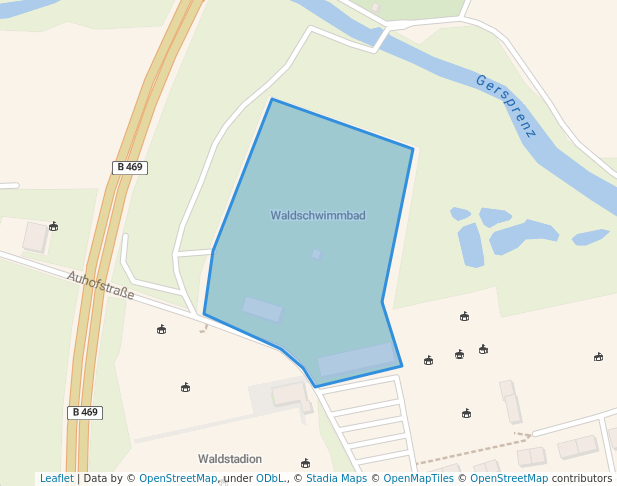 walking in Waldschwimmbad map in Stockstadt am Main