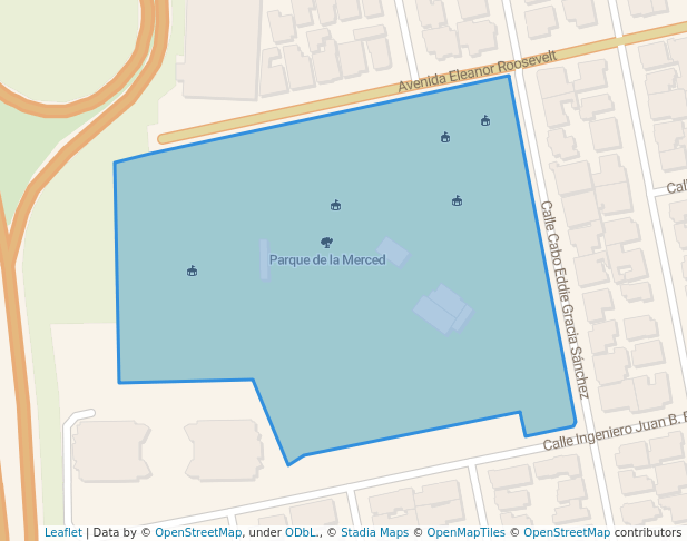 walking in Parque de la Merced map in San Juan