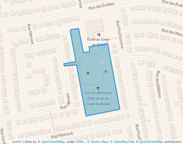 walking in Parc Prud'homme (Parc école au Coeur-du-Boisé) map in Saint-Eustache